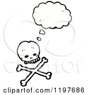 Cartoon Of A Skull And Crossbones Thinking Royalty Free Vector Illustration