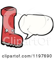 Cartoon Of A Red Boot Speaking Royalty Free Vector Illustration