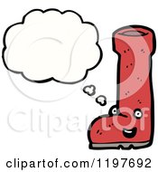 Cartoon Of A Red Boot Thinking Royalty Free Vector Illustration
