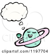 Cartoon Of The Planet Saturn Thinking Royalty Free Vector Illustration