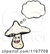 Cartoon Of A Mushroom Thinking Royalty Free Vector Illustration