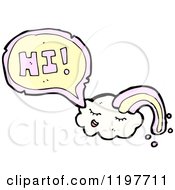 Cartoon Of A Cloud With A Rainbow Saying Hi Royalty Free Vector Illustration by lineartestpilot