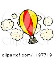 Cartoon Of A Hot Air Balloon In The Clouds Royalty Free Vector Illustration