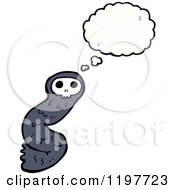 Cartoon Of A Kid In A Skull Costume Thinking Royalty Free Vector Illustration