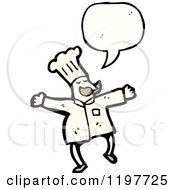 Cartoon Of A Chef Speaking Royalty Free Vector Illustration by lineartestpilot
