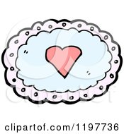 Cartoon Of A Lacy Heart Label Royalty Free Vector Illustration