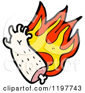 Cartoon Of A Flaming Severed Arm Royalty Free Vector Illustration by lineartestpilot