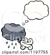 Cartoon Of A Blowing Storm Cloud Thinking Royalty Free Vector Illustration
