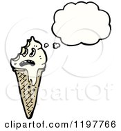 Cartoon Of An Ice Cream Cone Thinking Royalty Free Vector Illustration