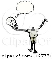 Cartoon Of A Headless Skeleton Thinking Royalty Free Vector Illustration