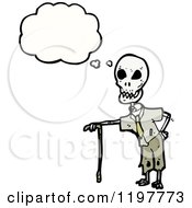 Cartoon Of A Skeleton Thinking Royalty Free Vector Illustration