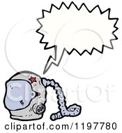 Cartoon Of A Space Helmet Speaking Royalty Free Vector Illustration by lineartestpilot