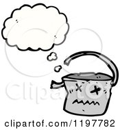 Cartoon Of A Broken Bucket Thinking Royalty Free Vector Illustration by lineartestpilot
