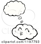 Cartoon Of A Windy Cloud Thinking Royalty Free Vector Illustration by lineartestpilot