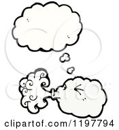 Cartoon Of A Windy Cloud Thinking Royalty Free Vector Illustration