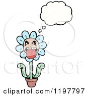Cartoon Of A Potted Flower Thinking Royalty Free Vector Illustration