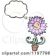 Cartoon Of A Potted Flower Thinking Royalty Free Vector Illustration