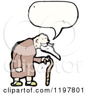 Cartoon Of An Old Man With A Cane Speaking Royalty Free Vector Illustration by lineartestpilot