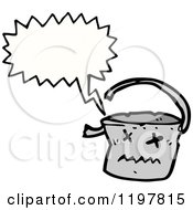 Cartoon Of A Broken Bucket Speaking Royalty Free Vector Illustration by lineartestpilot