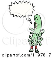Cartoon Of A Child In An Octopus Costume Speaking Royalty Free Vector Illustration