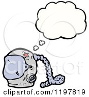 Cartoon Of A Space Helmet Thinking Royalty Free Vector Illustration