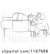Poster, Art Print Of Outlined Classical Music Composer Playing A Piano