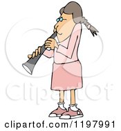 Girl Dressed In Pink Playing A Clarinet