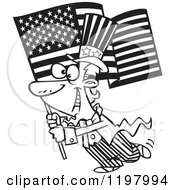 Poster, Art Print Of Outlined Uncle Sam Carrying An American Flag