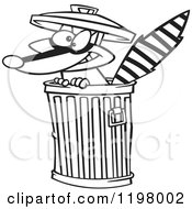 Poster, Art Print Of Outlined Rascal Raccoon In A Trash Can