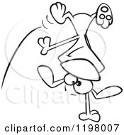 Cartoon Of An Outlined Happy Dog Doing A Cartwheel Royalty Free Vector Clipart