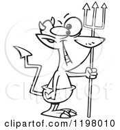 Poster, Art Print Of Outlined Grinning Devil With A Crooked Tail