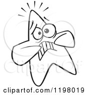 Cartoon Of An Outlined Scared Starfish Royalty Free Vector Clipart
