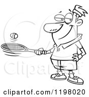 Poster, Art Print Of Outlined Man Bouncing A Ball On His Tennis Racket