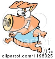 Cartoon Of A Happy Pig Running In A Shirt Royalty Free Vector Clipart by toonaday