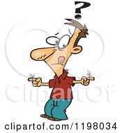 Cartoon Of A Forgetful Man With A Question Mark And Reminders Royalty Free Vector Clipart