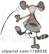 Cartoon Of A Happy Brown Dog Doing A Cartwheel Royalty Free Vector Clipart