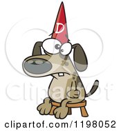 Poster, Art Print Of Dumb Dog Wearing A Hat On A Stool