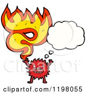 Cartoon Of A Furry Flame Monster Thinking Royalty Free Vector Illustration
