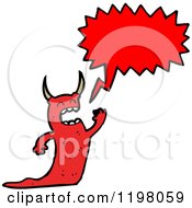 Cartoon Of A Demon Speaking Royalty Free Vector Illustration