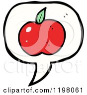 Cartoon Of A Red Apple In A Speaking Bubble Royalty Free Vector Illustration by lineartestpilot