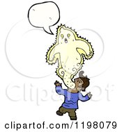 Cartoon Of A Man Vomiting Up A Ghost Speaking Royalty Free Vector Illustration
