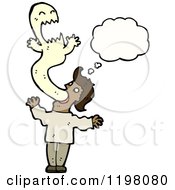 Cartoon Of A Man Vomiting Up A Ghost Thinking Royalty Free Vector Illustration
