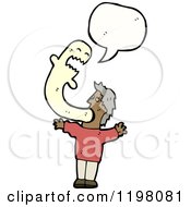 Cartoon Of A Man Vomiting Up A Ghost Speaking Royalty Free Vector Illustration