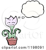 Cartoon Of A Flower Thinking Royalty Free Vector Illustration