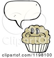 Cartoon Of A Cupcake Speaking Royalty Free Vector Illustration by lineartestpilot