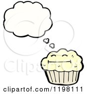 Cartoon Of A Cupcake Thinking Royalty Free Vector Illustration by lineartestpilot