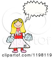 Cartoon Of A Cheerleader Speaking Royalty Free Vector Illustration by lineartestpilot