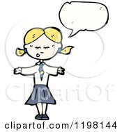 Cartoon Of A School Girl Speaking Royalty Free Vector Illustration