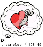 Cartoon Of A Pair Of Scissors Cutting A Heart In A Speaking Bubble Royalty Free Vector Illustration by lineartestpilot