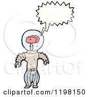 Cartoon Of A Space Brain Speaking Royalty Free Vector Illustration